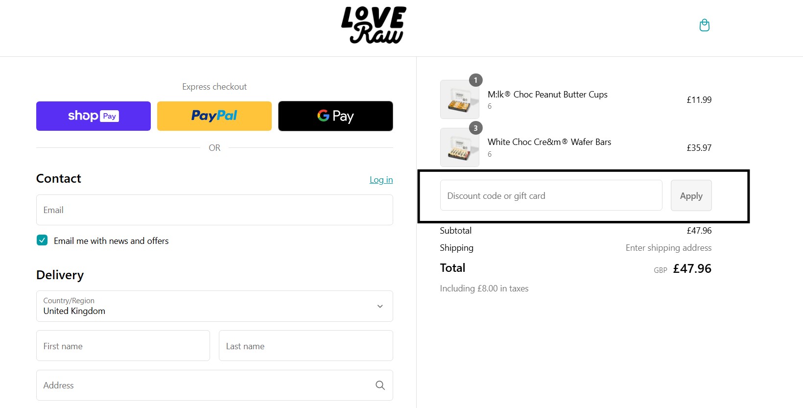 LoveRaw Discount code