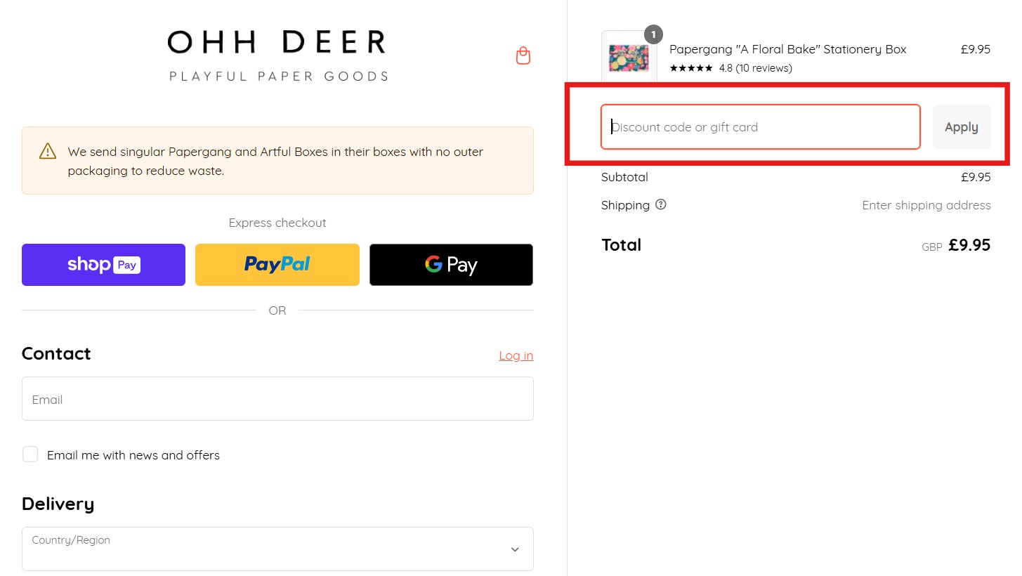 Ohh Deer Discount code